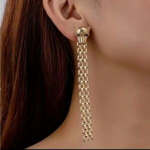 Leopard Gold Plated Dangle Earrings